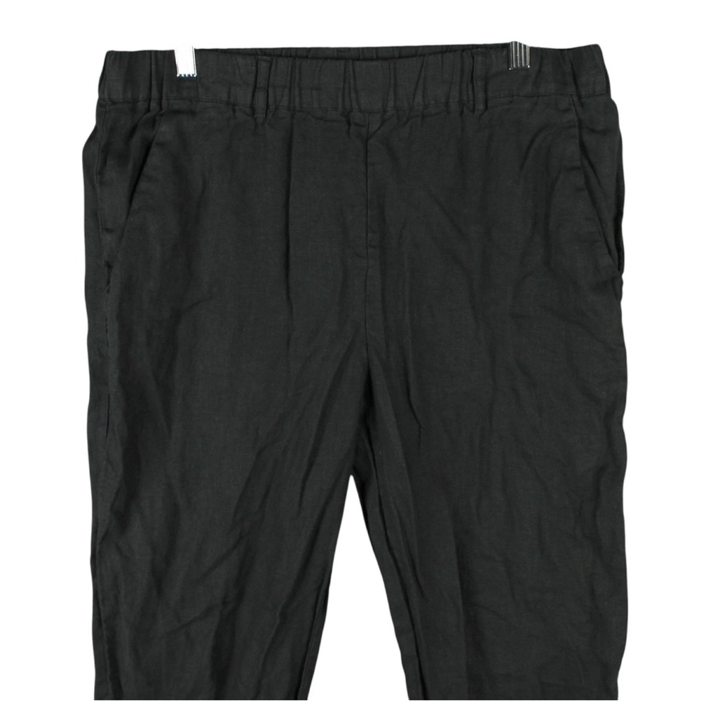 Quince 100% Linen Cropped Straight Leg Pants Womens Medium 32x26 Black Casual - Picture 3 of 10